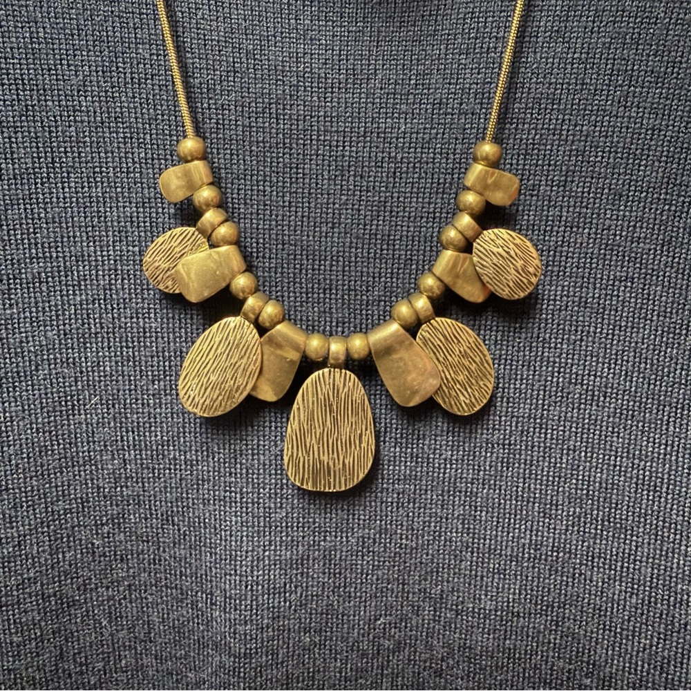 Textured Brass Statement Necklace